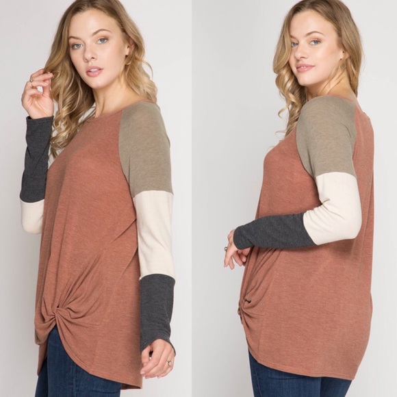 TABBY Twist Detail top - Rust - Picture 2 of 2